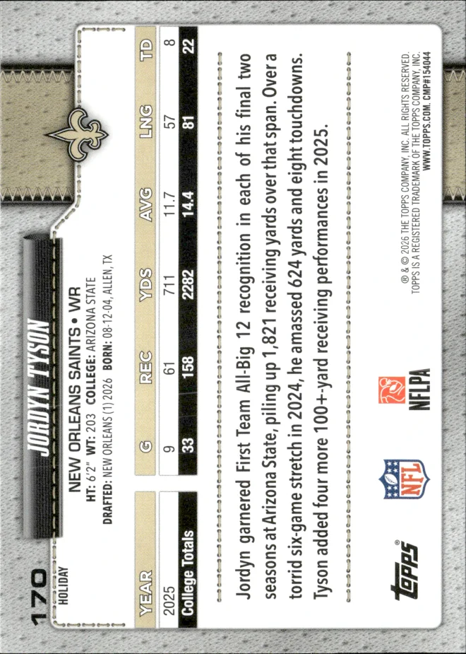 Jordyn Tyson card back