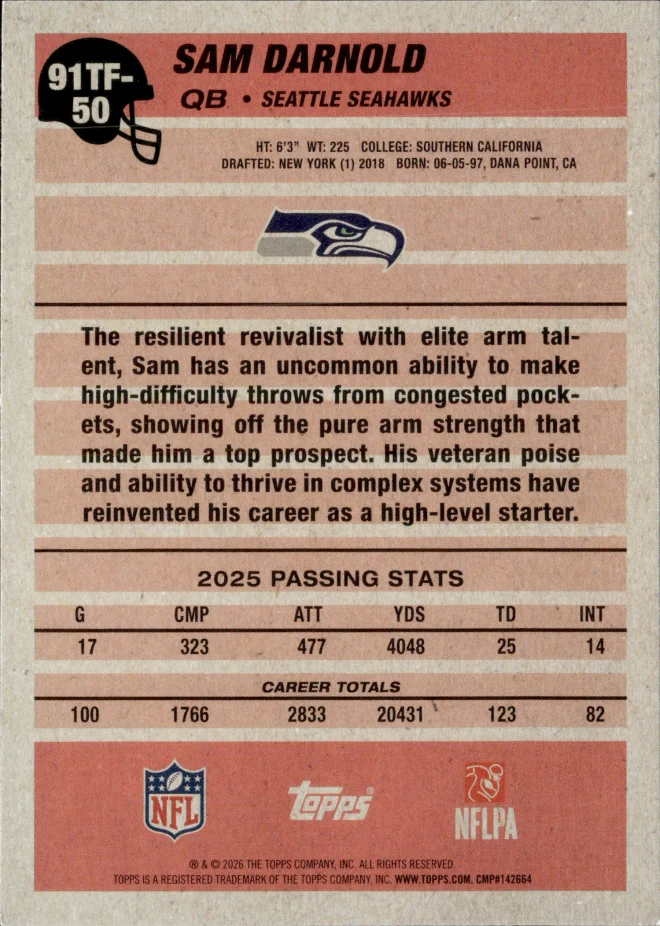 Sam Darnold card back