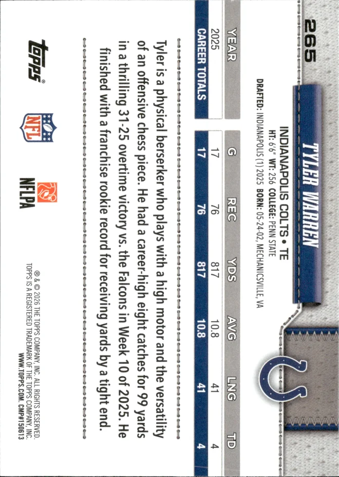 Tyler Warren card back