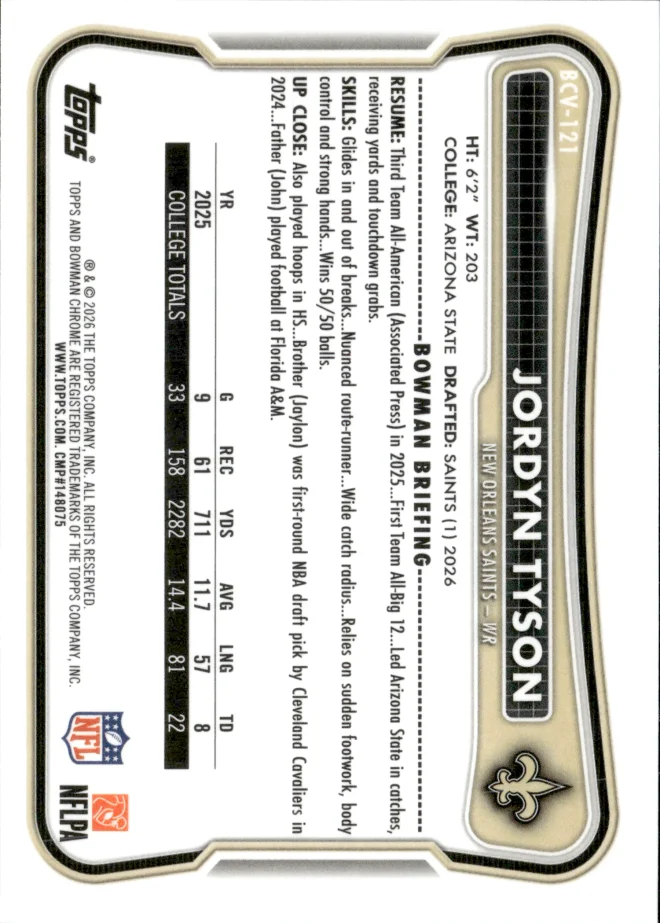 Jordyn Tyson card back