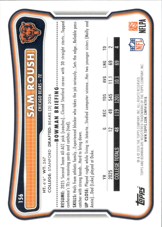 Sam Roush card back