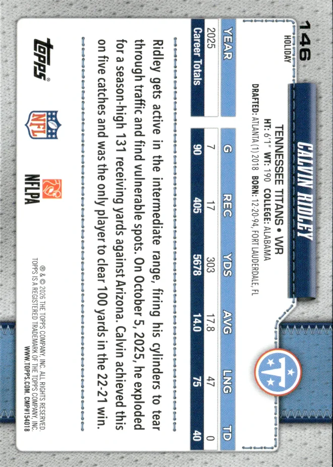 Calvin Ridley card back