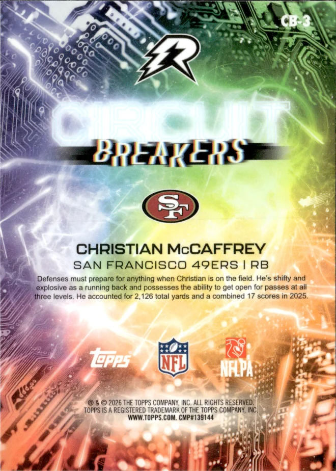 Christian McCaffrey card back