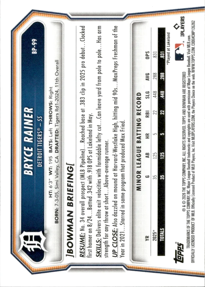 Bryce Rainer card back
