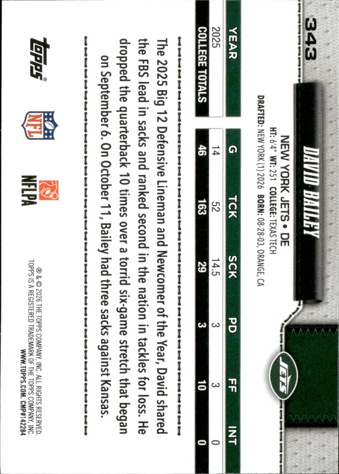 David Bailey card back