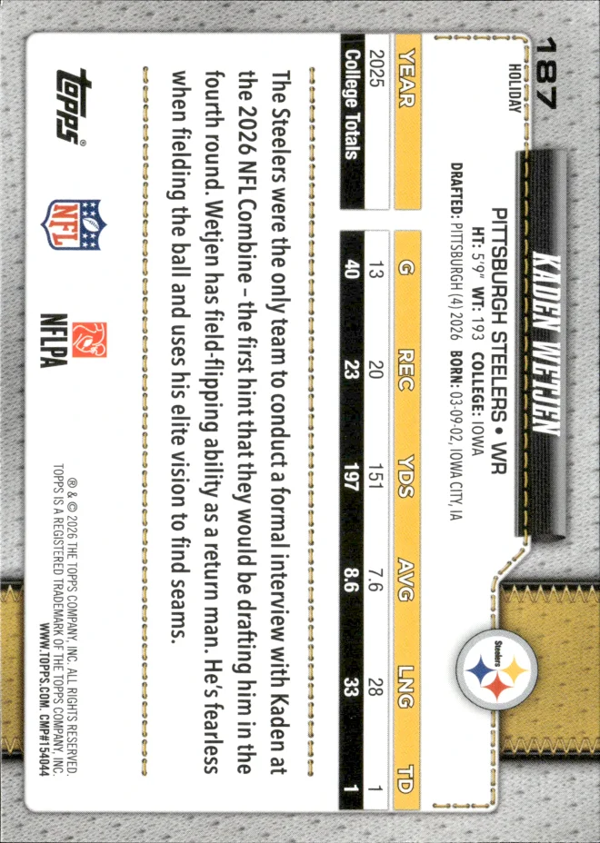 Kaden Wetjen card back