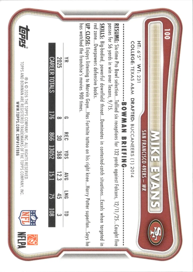 Mike Evans card back