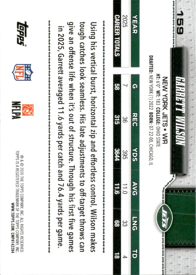 Garrett Wilson card back