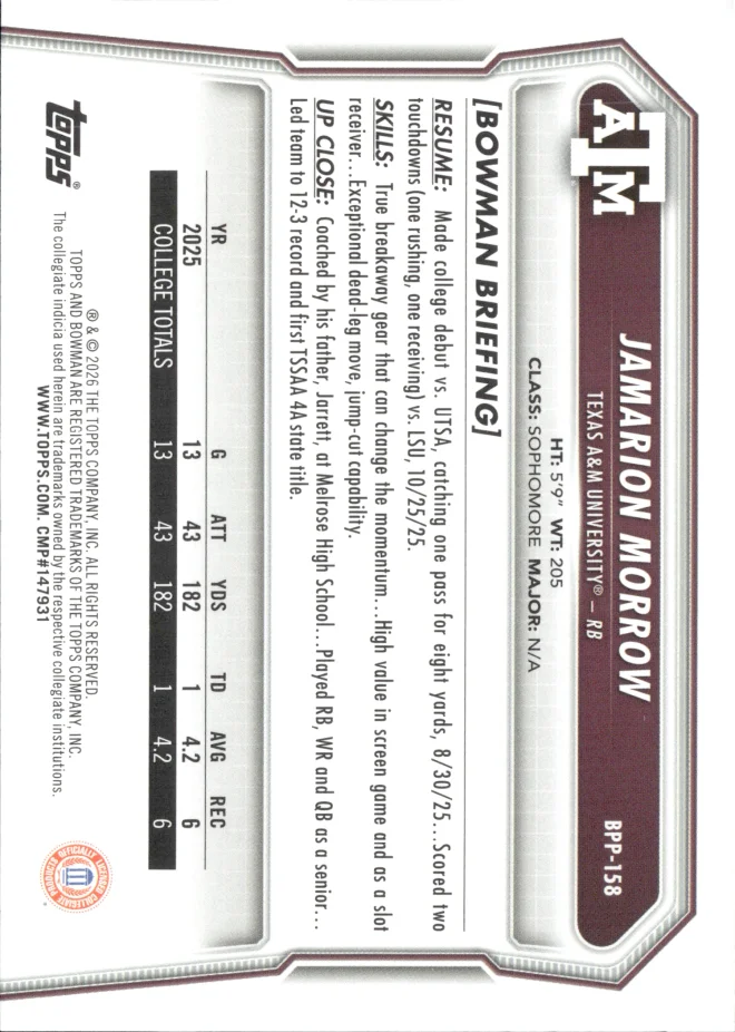 Jamarion Morrow card back
