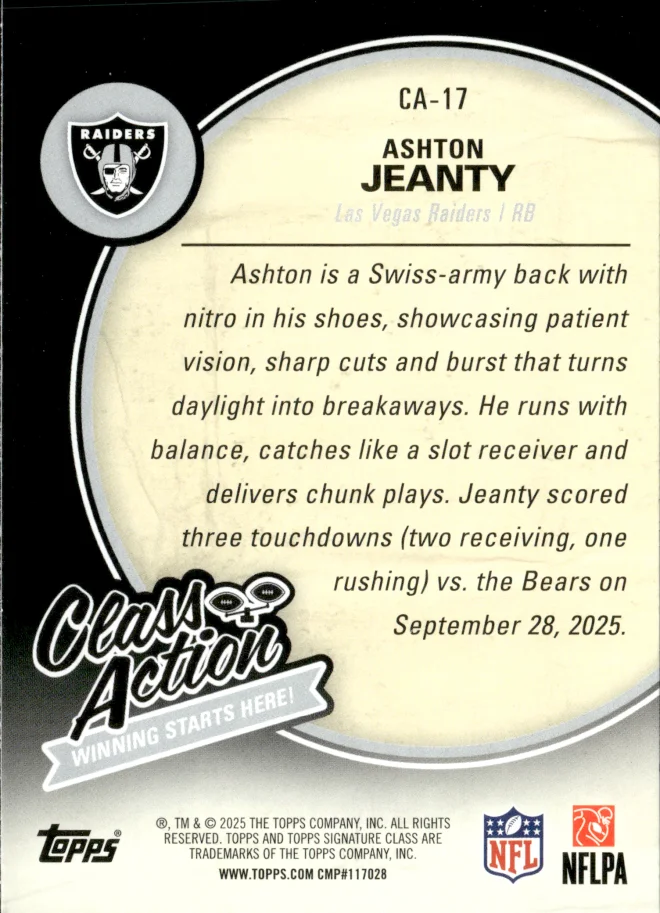 Ashton Jeanty card back