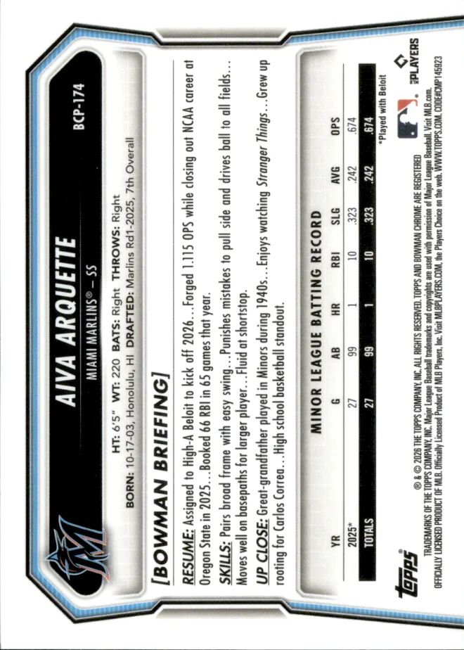 Aiva Arquette card back