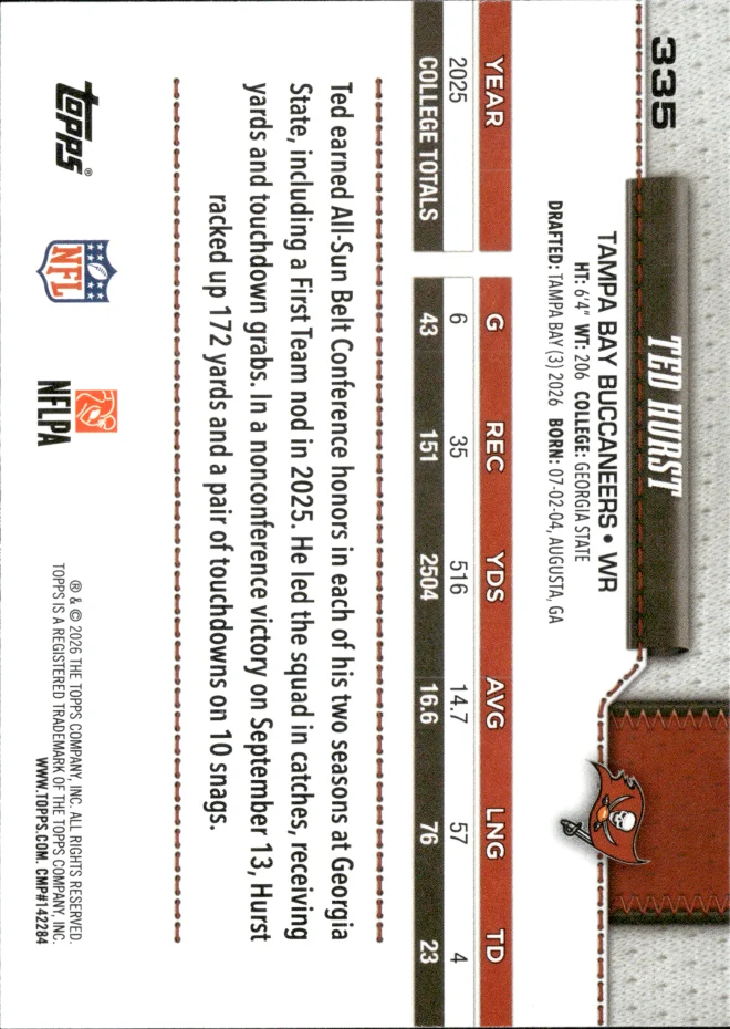 Ted Hurst card back