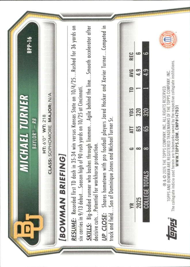 Michael Turner card back
