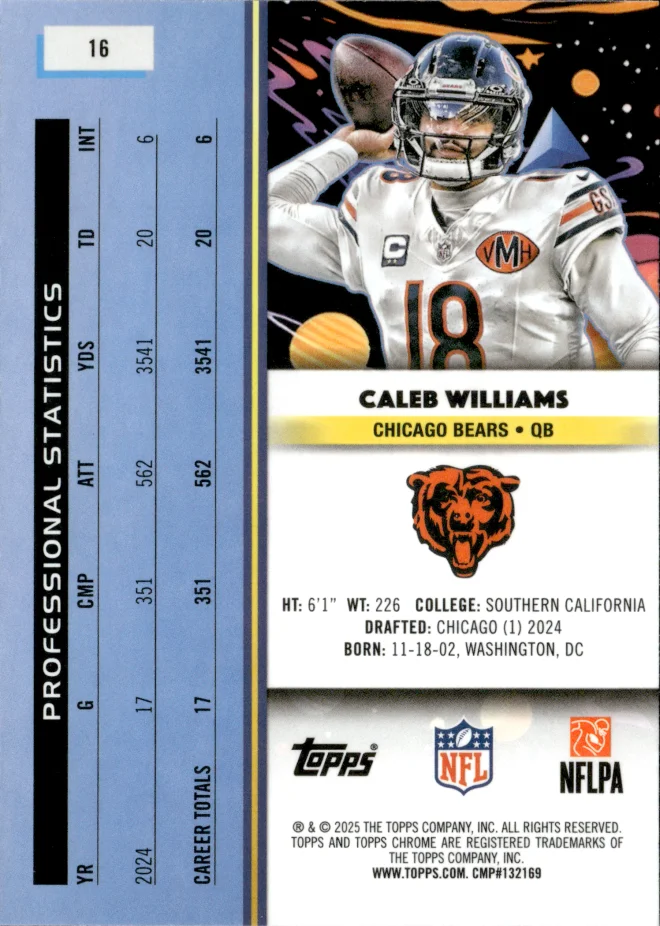 Caleb Williams card back