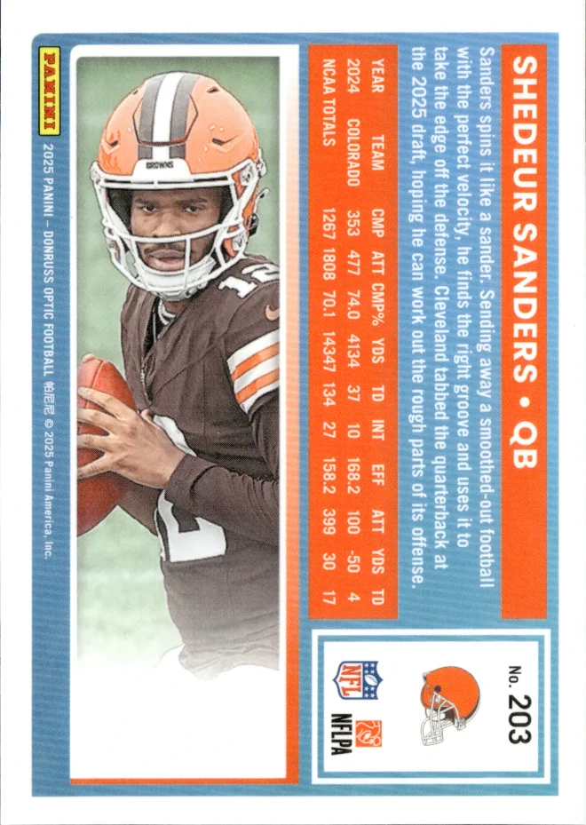 Shedeur Sanders card back