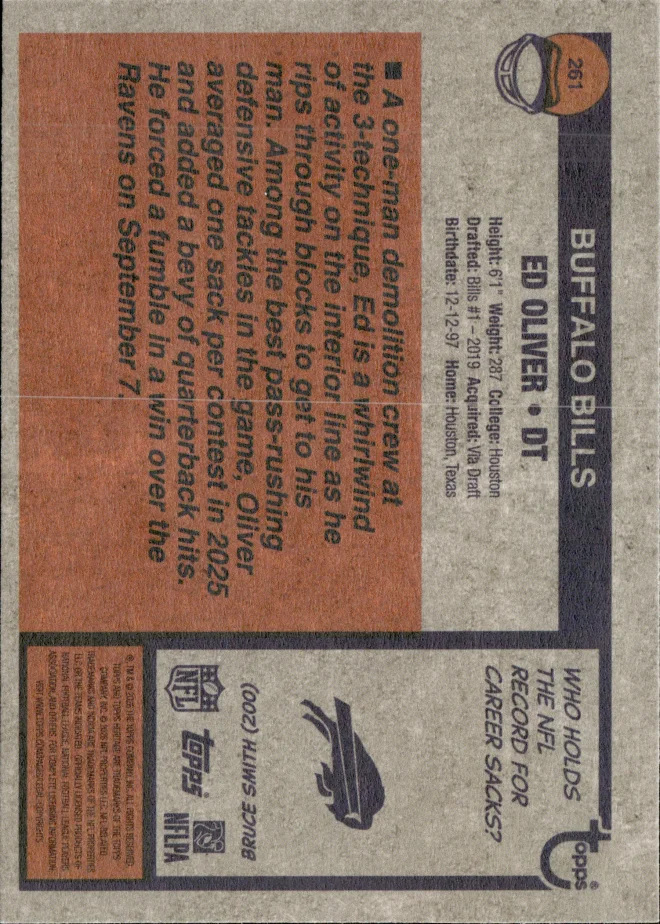Ed Oliver card back