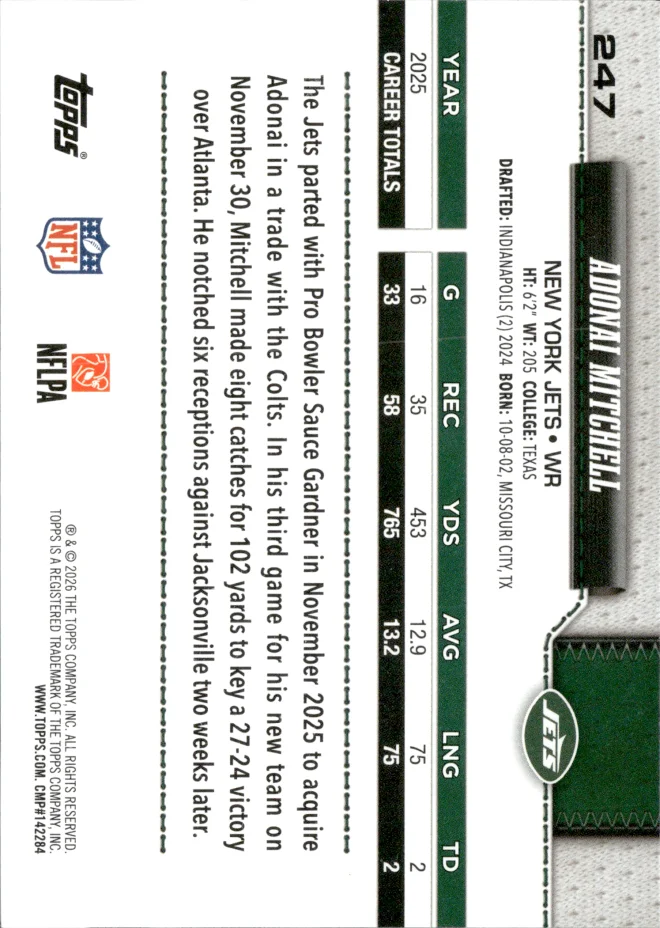 Adonai Mitchell card back