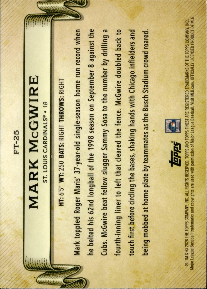 Mark McGwire card back