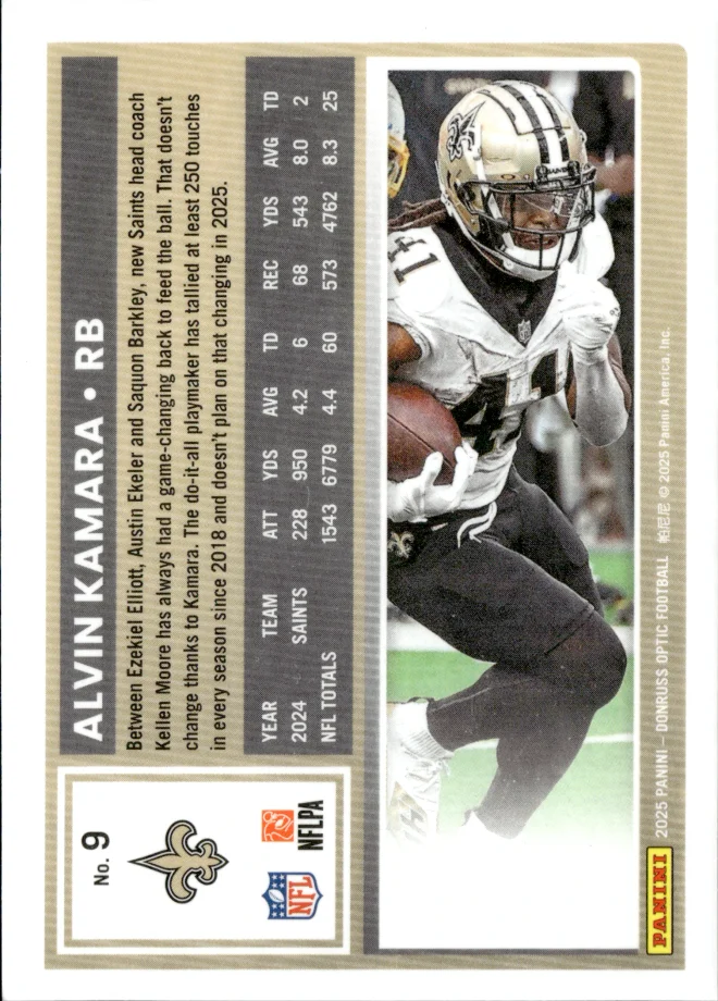 Alvin Kamara card back