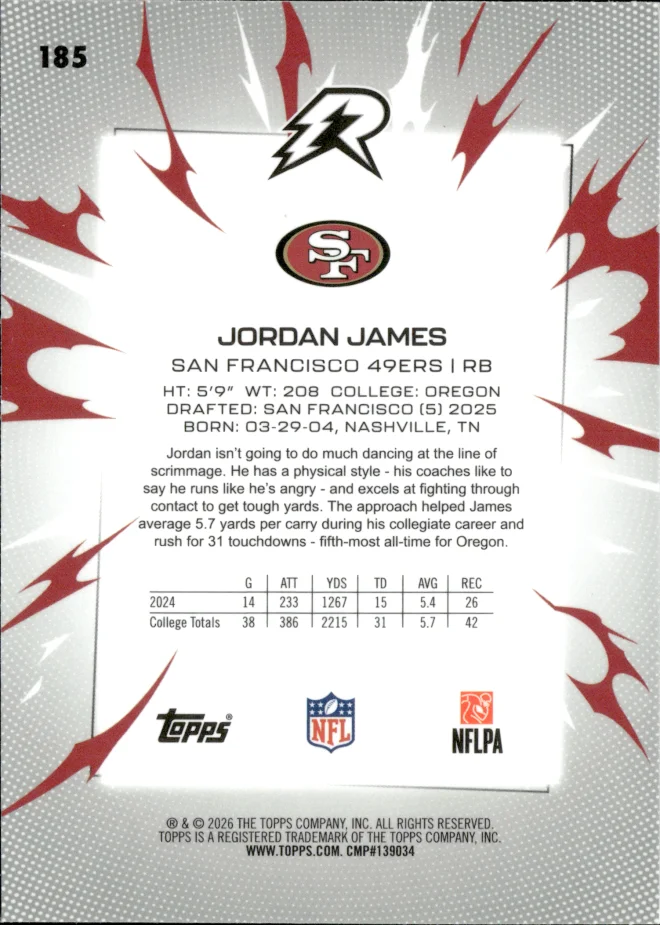 Jordan James card back