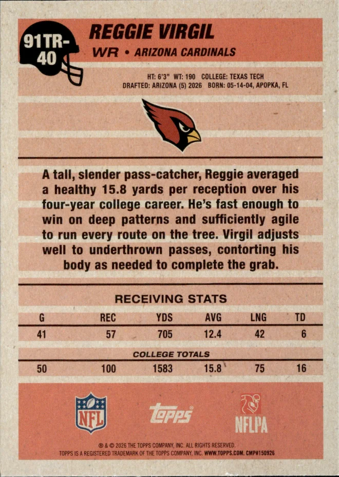 Reggie Virgil card back