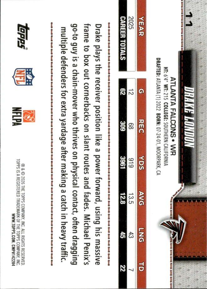Drake London card back