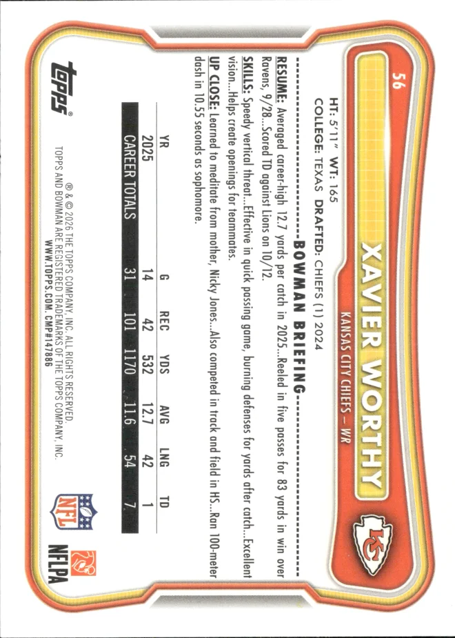 Xavier Worthy card back