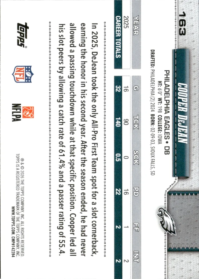 Cooper DeJean card back
