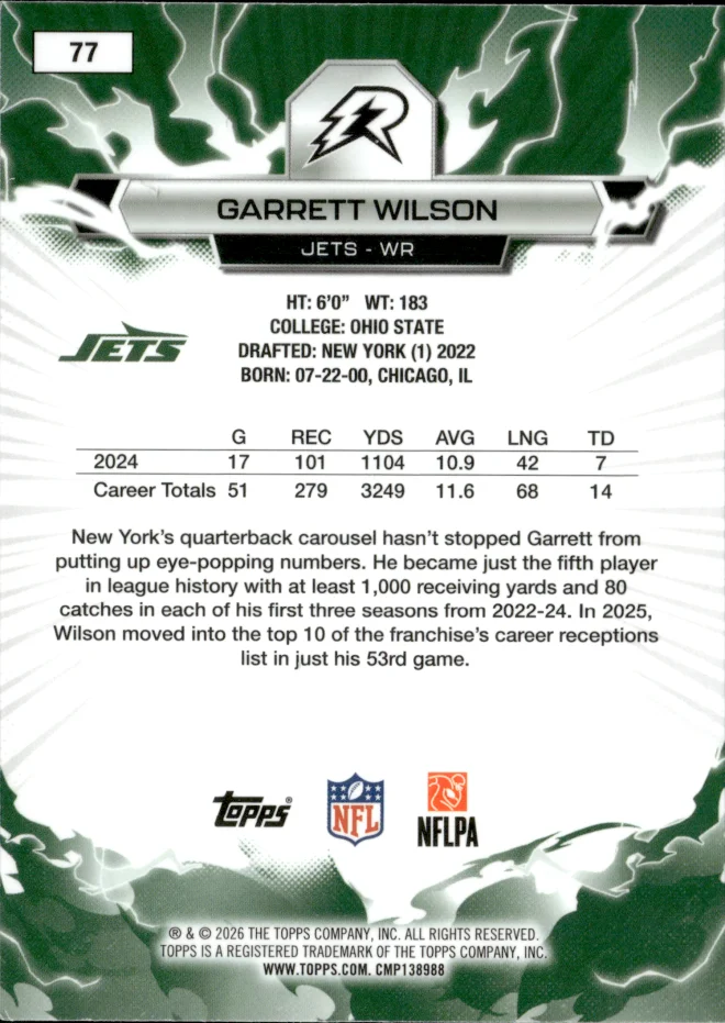 Garrett Wilson card back