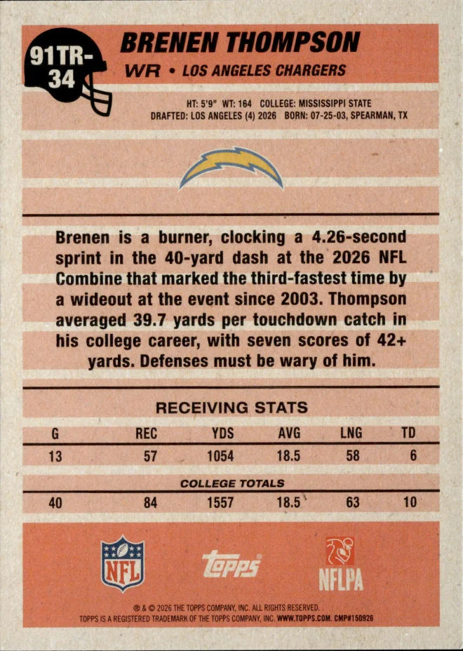 Brenen Thompson card back
