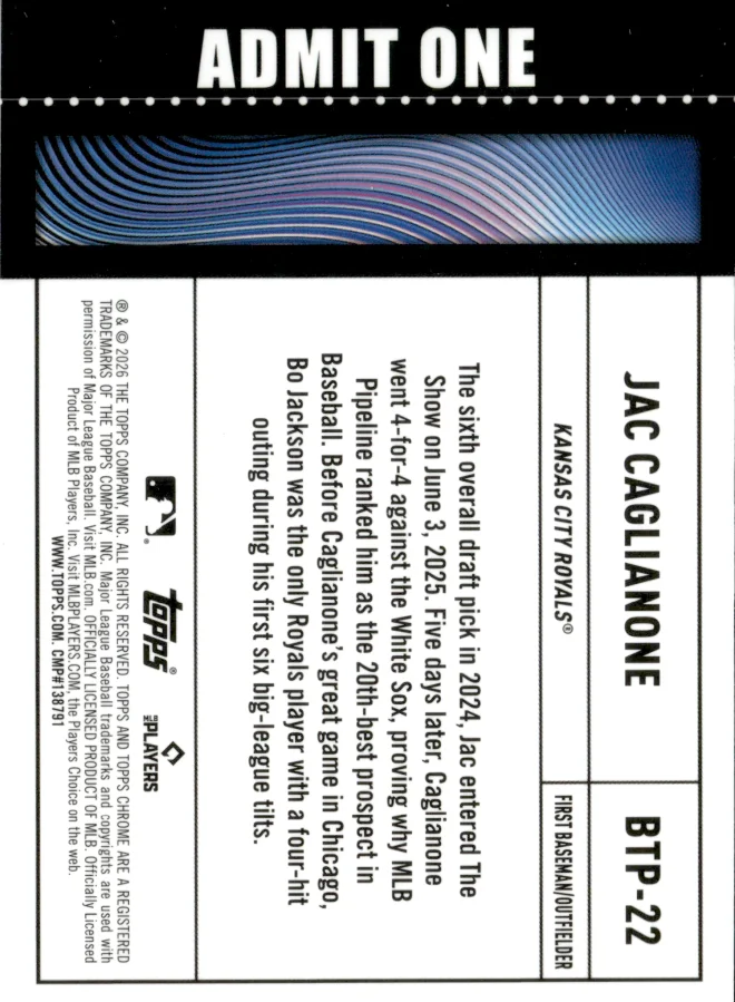 Jac Caglianone card back