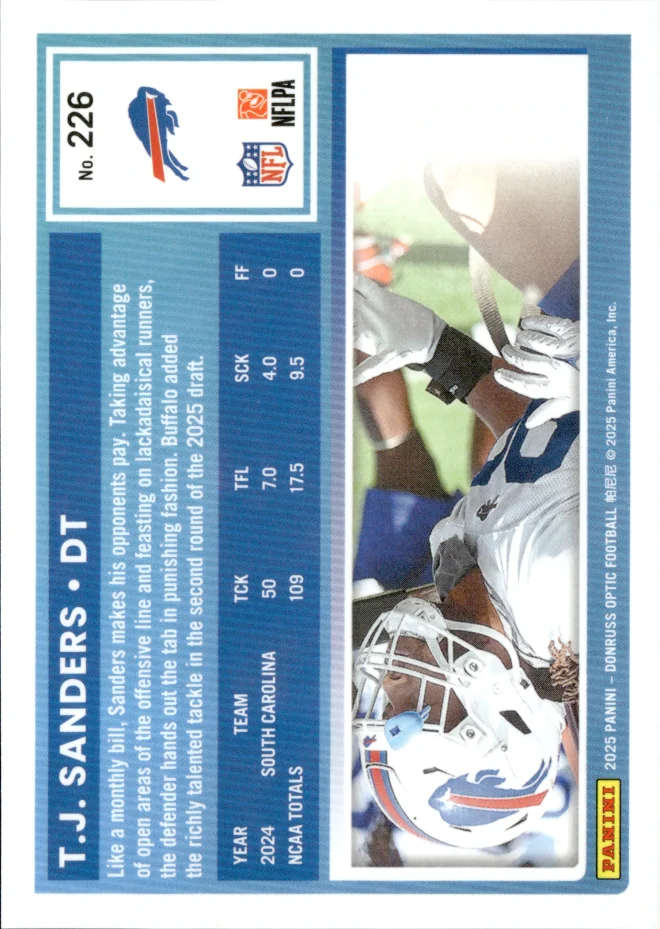 T.J. Sanders card back