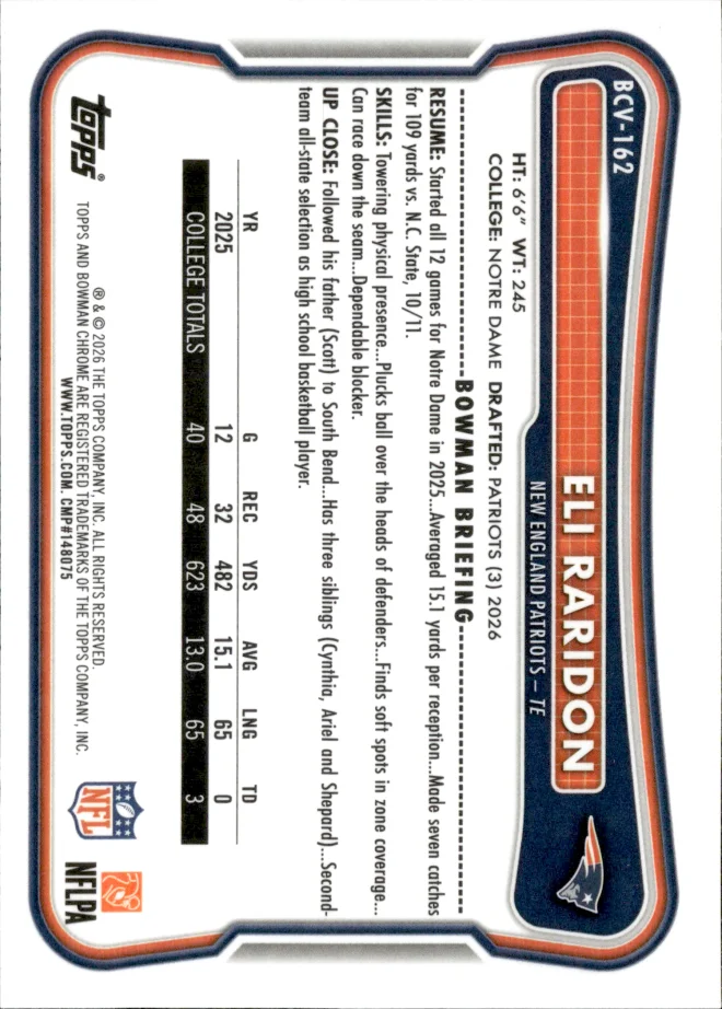 Eli Raridon card back