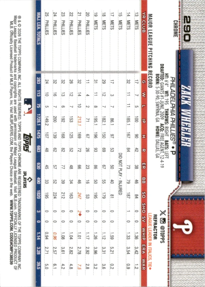 Zack Wheeler card back