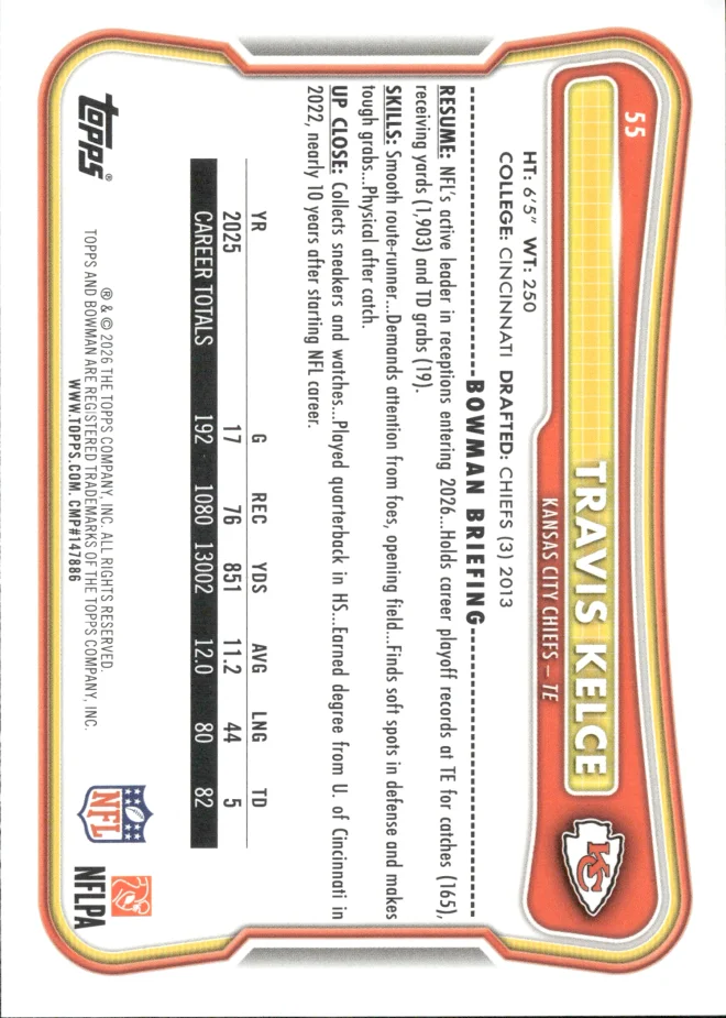 Travis Kelce card back