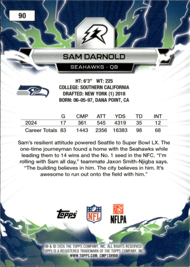 Sam Darnold card back