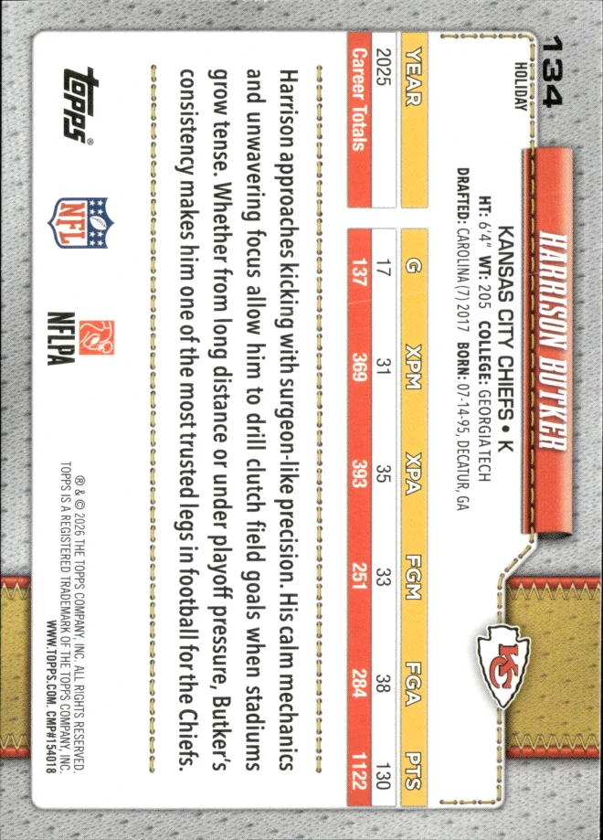 Harrison Butker card back