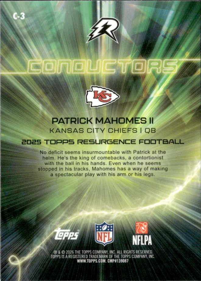 Patrick Mahomes II card back