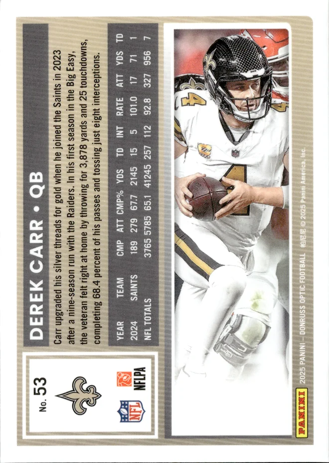 Derek Carr card back
