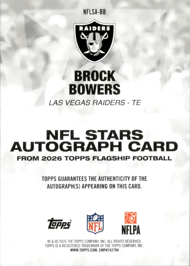 Brock Bowers card back