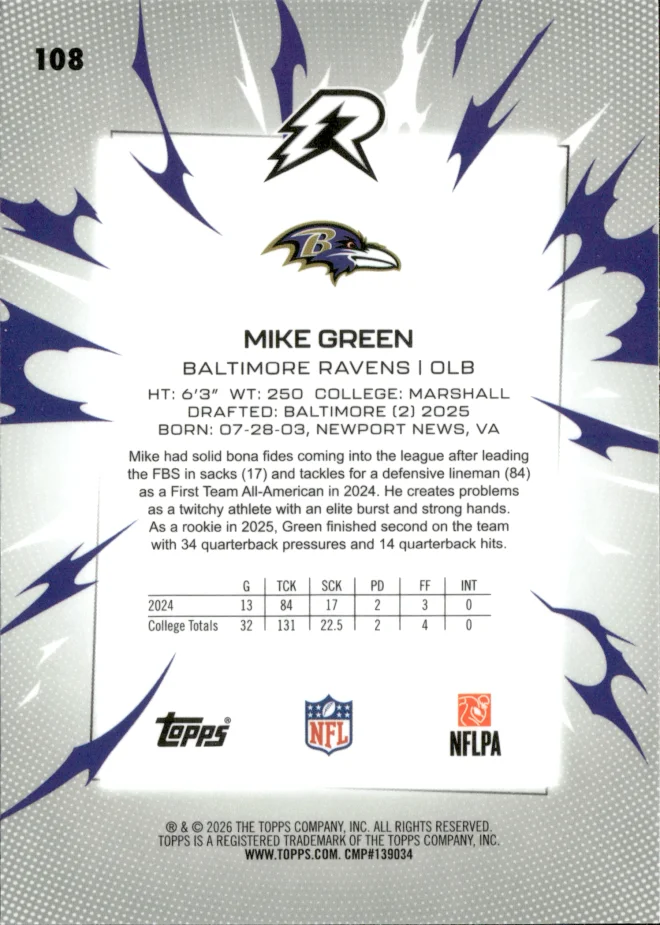 Mike Green card back