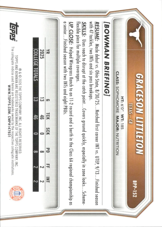 Graceson Littleton card back