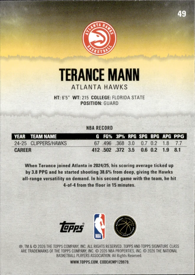 Terance Mann card back