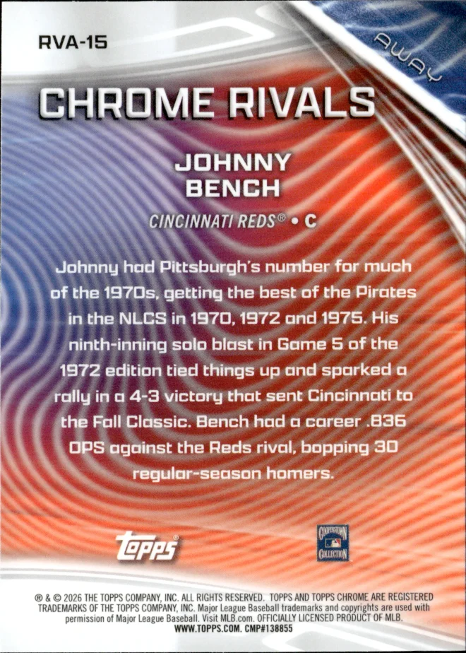 Johnny Bench card back