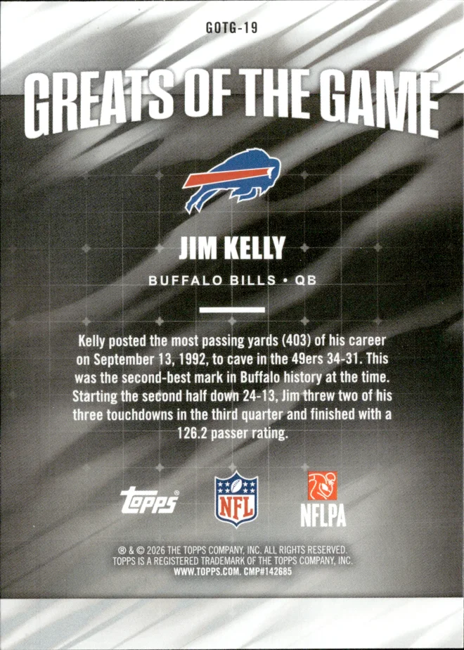 Jim Kelly card back