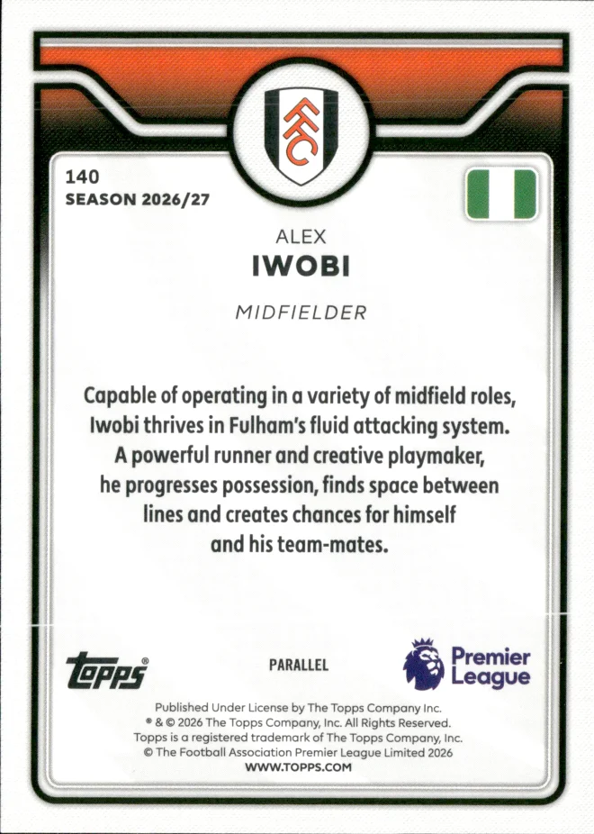 Alex Iwobi card back