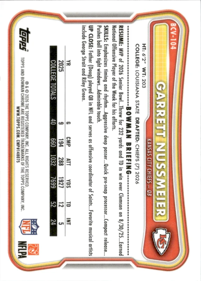 Garrett Nussmeier card back