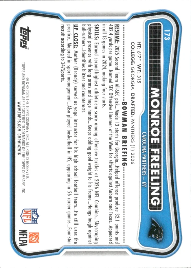 Monroe Freeling card back