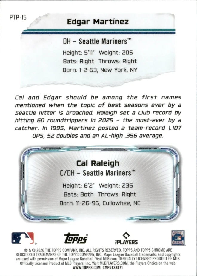 Edgar Martínez / Cal Raleigh card back