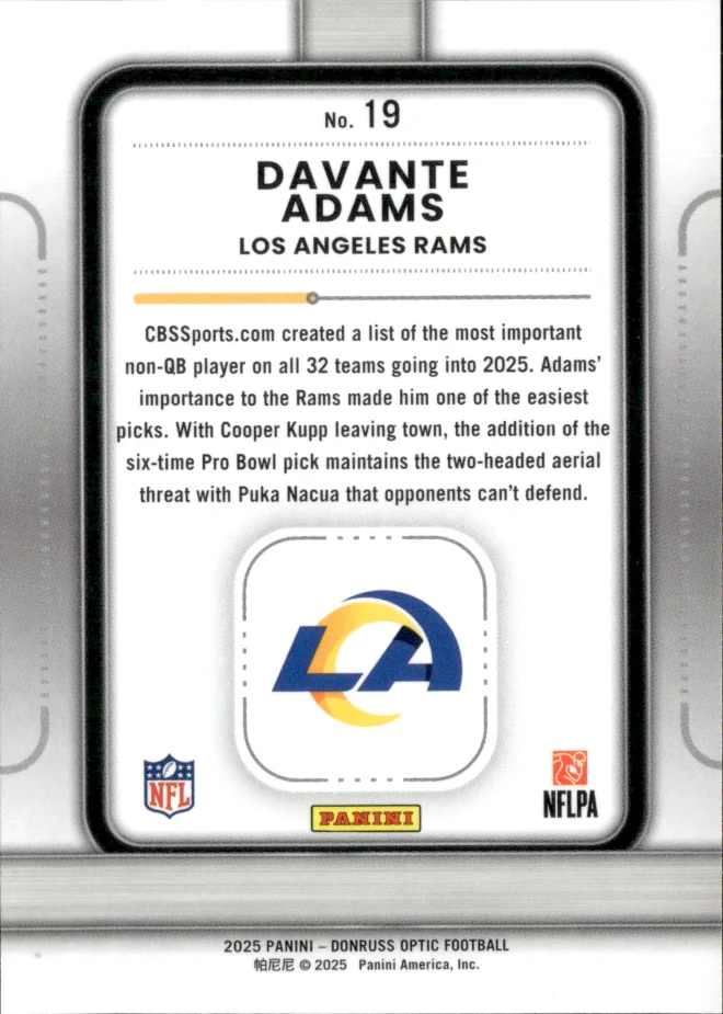 Davante Adams card back